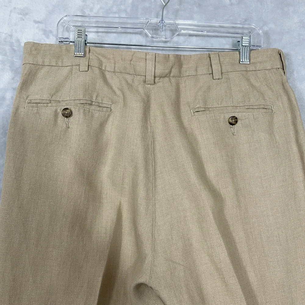 Jos. A. Bank Mens Pants 34x30‎ 100% Linen Travelers Collection Pleated Cuffed